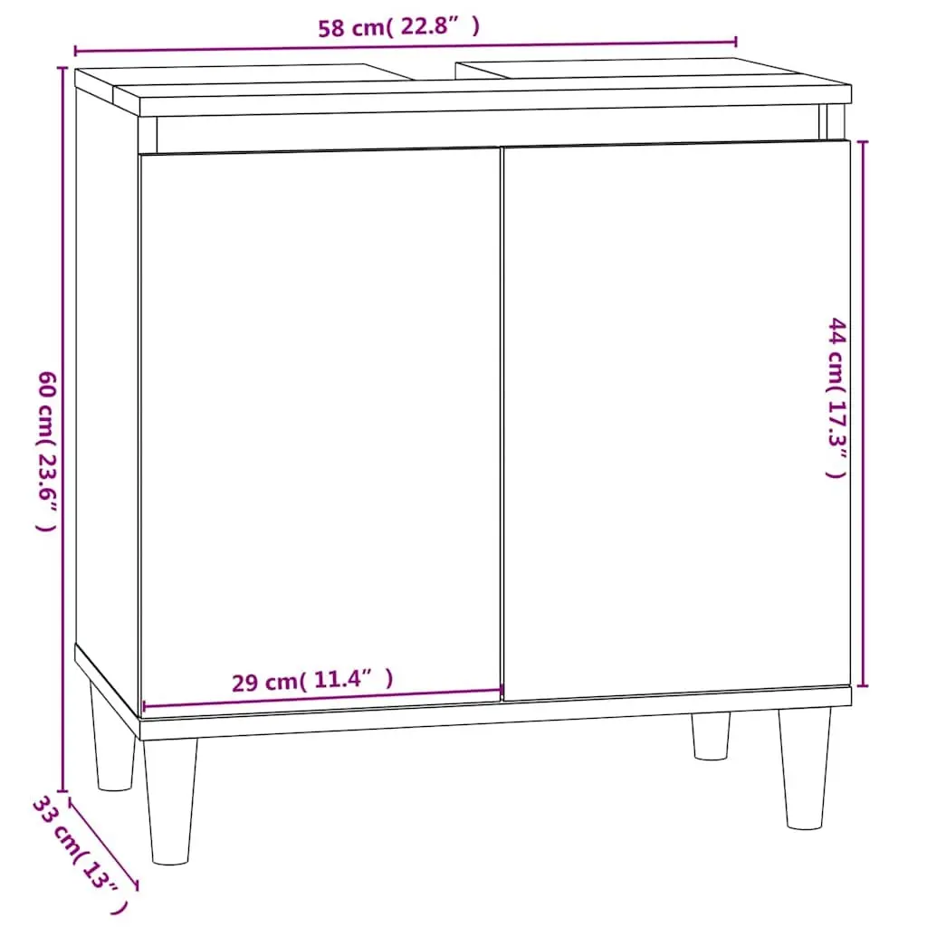 Bathroom Vanity Unit Sink Cabinet Storage Engineered Wood 58x33x60cm White