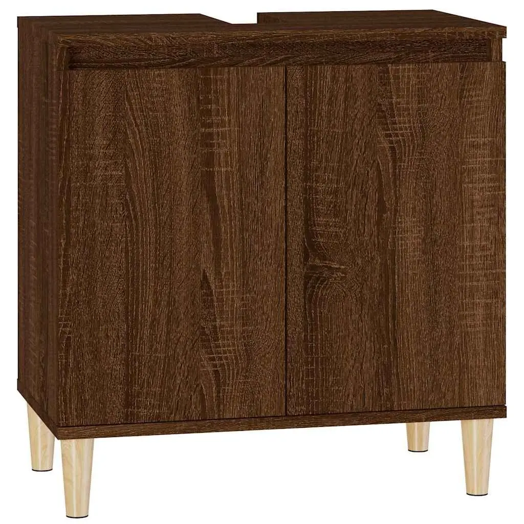 Bathroom Vanity Unit Sink Cabinet Brown Oak 58x33x60 cm Storage Furniture