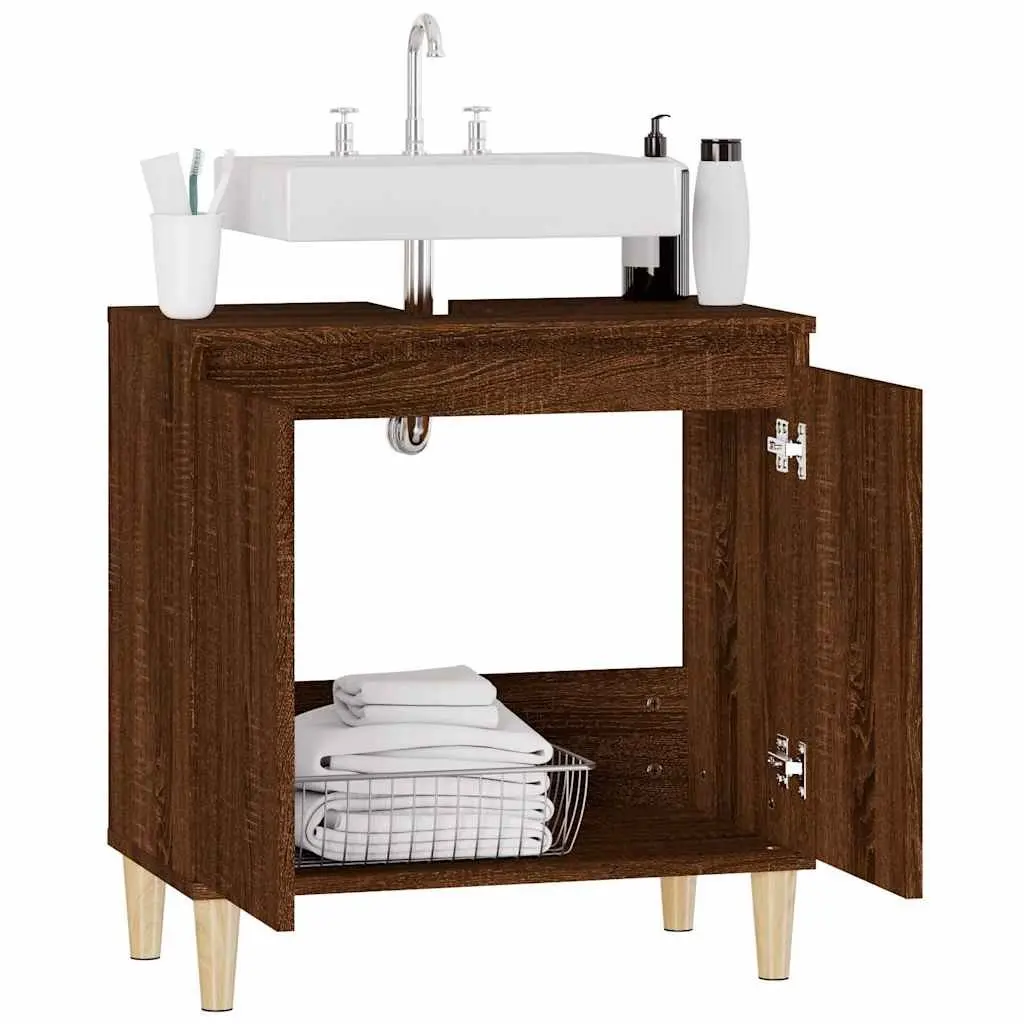 Bathroom Vanity Unit Sink Cabinet Brown Oak 58x33x60 cm Storage Furniture