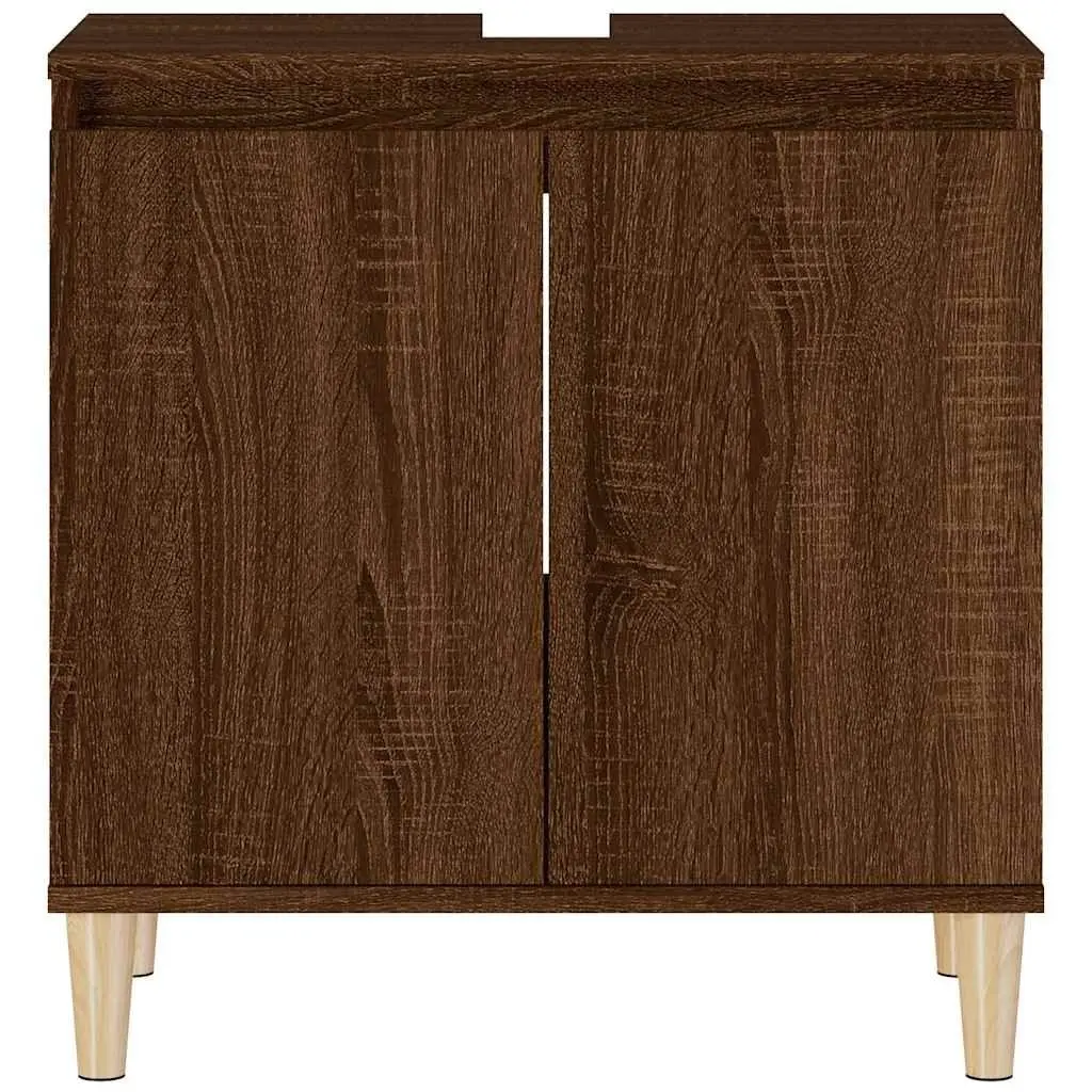 Bathroom Vanity Unit Sink Cabinet Brown Oak 58x33x60 cm Storage Furniture