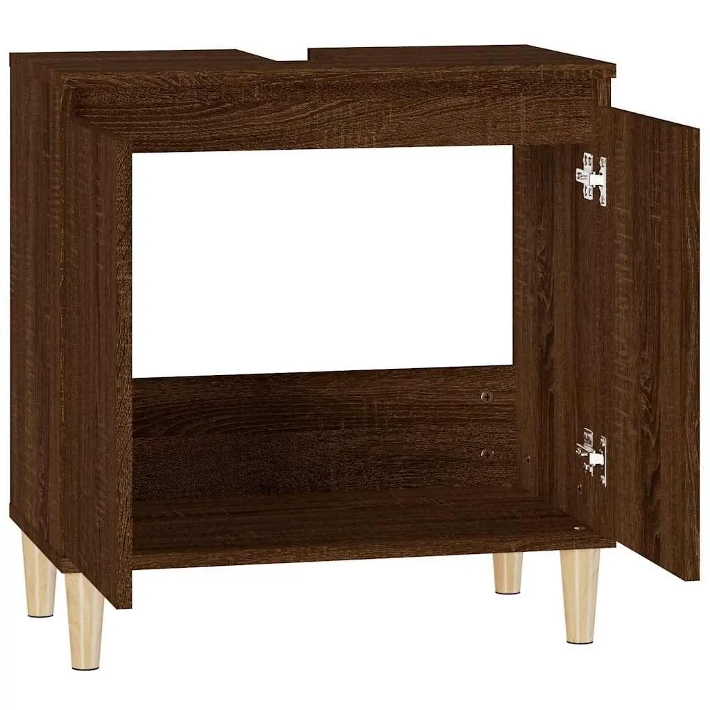 Bathroom Vanity Unit Sink Cabinet Brown Oak 58x33x60 cm Storage Furniture
