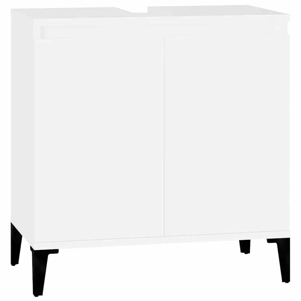 Bathroom Sink Cabinet Storage Vanity Unit 58x33x60 cm White Engineered Wood
