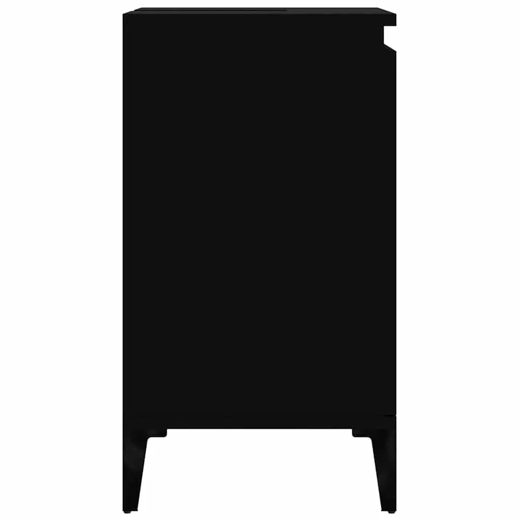 Wall-Mounted Sink Cabinet Bathroom Storage Unit 58 x 33 x 60 cm Black Engineered Wood