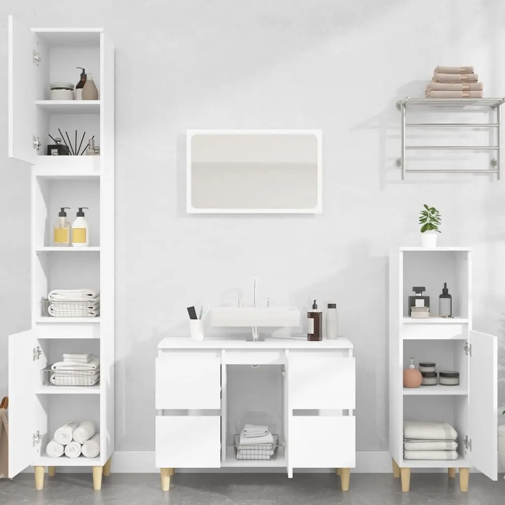Bathroom Sink Cabinet Storage Engineered Wood 80x33x60 cm White
