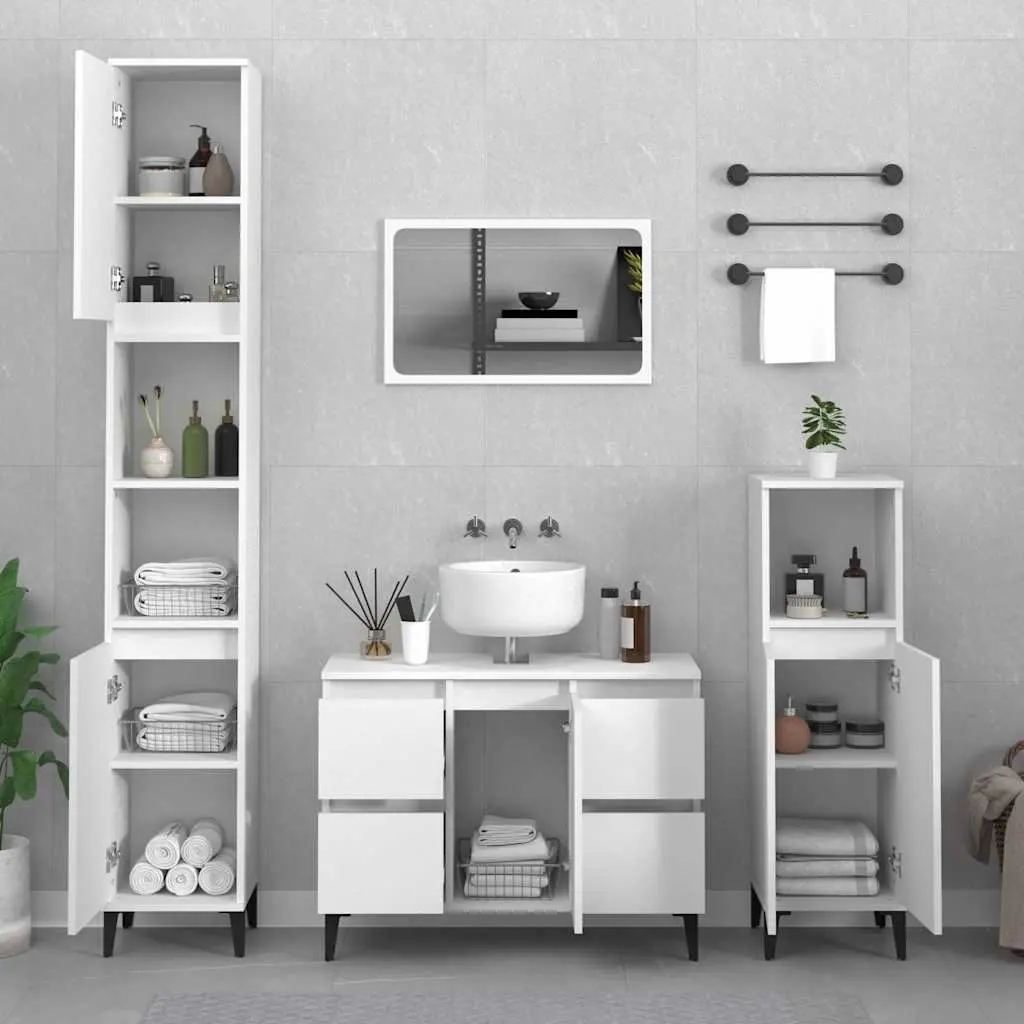 Bathroom Sink Cabinet Storage Vanity Unit 80x33x60cm White Engineered Wood