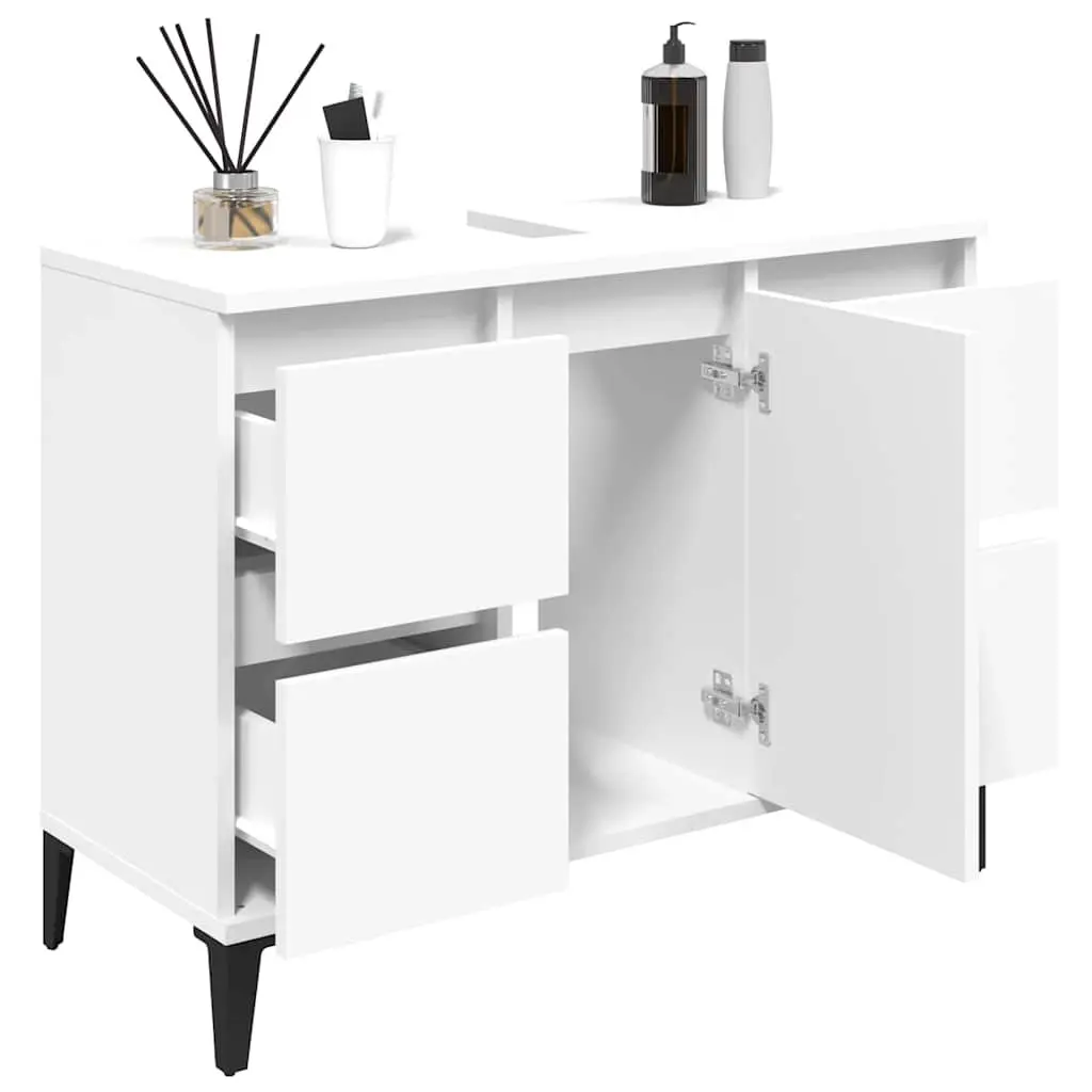 Bathroom Sink Cabinet Storage Vanity Unit 80x33x60cm White Engineered Wood