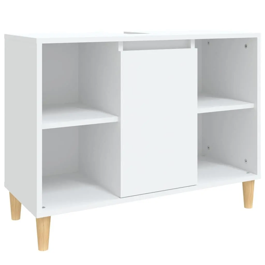 Bathroom Sink Cabinet Storage 80x33x60 cm White Engineered Wood Vanity Unit