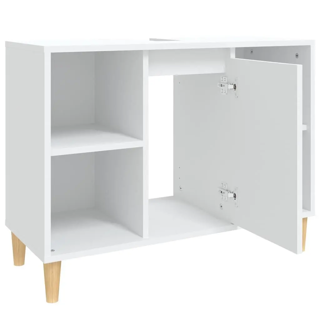 Bathroom Sink Cabinet Storage 80x33x60 cm White Engineered Wood Vanity Unit