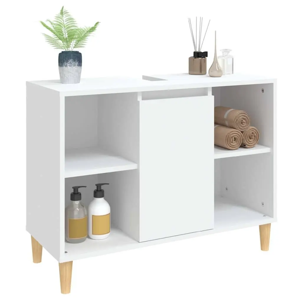 Bathroom Sink Cabinet Storage 80x33x60 cm White Engineered Wood Vanity Unit