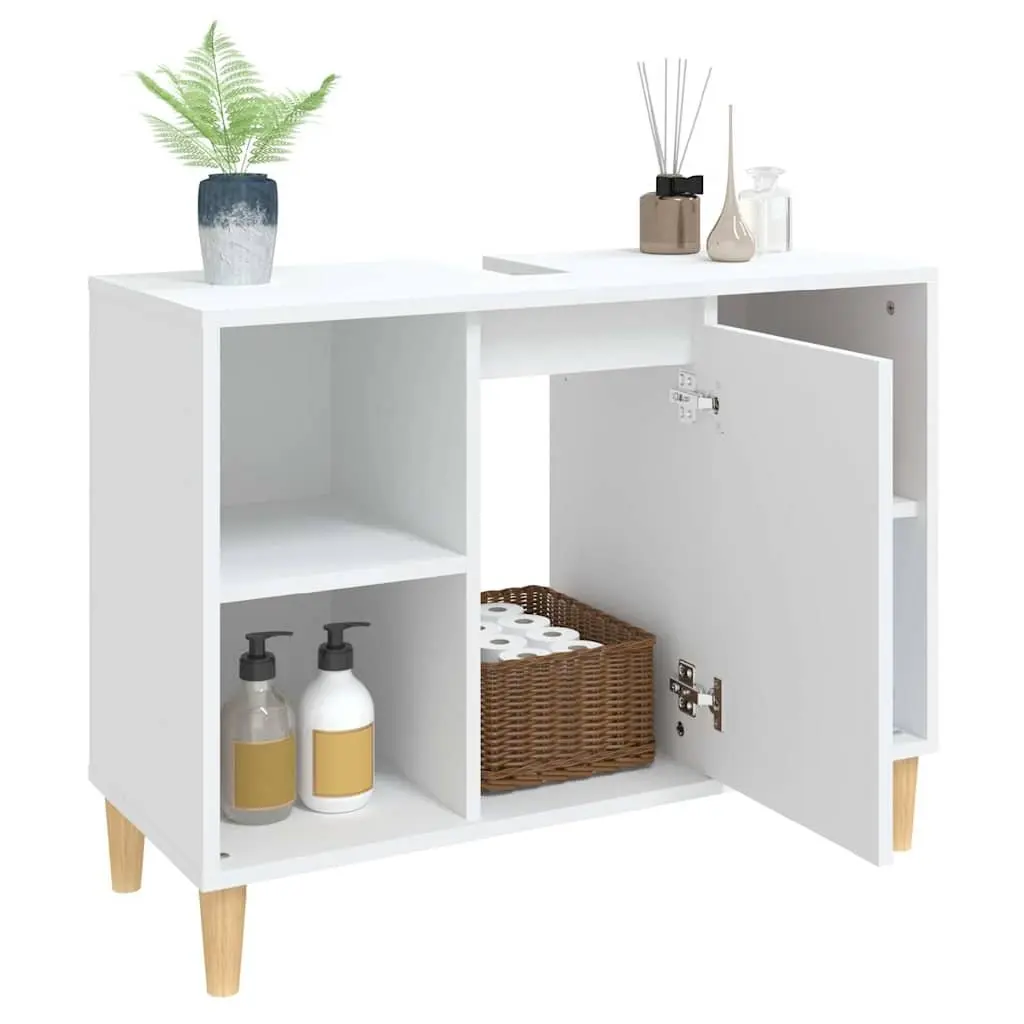 Bathroom Sink Cabinet Storage 80x33x60 cm White Engineered Wood Vanity Unit