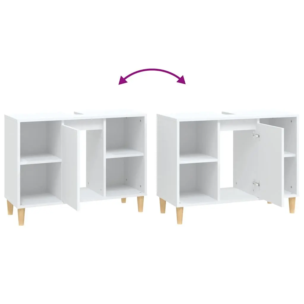 Bathroom Sink Cabinet Storage 80x33x60 cm White Engineered Wood Vanity Unit