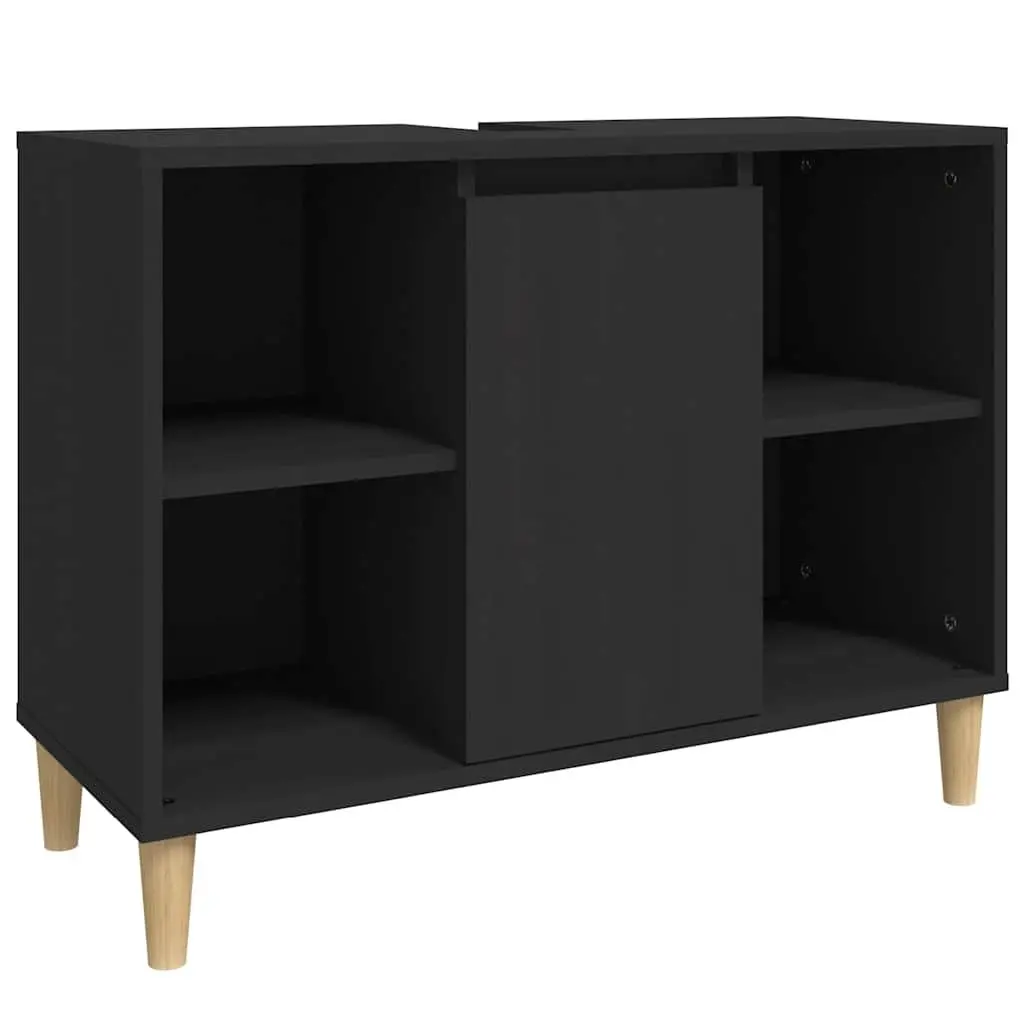Sink Cabinet Bathroom Vanity Unit Storage Engineered Wood 80x33x60cm Black