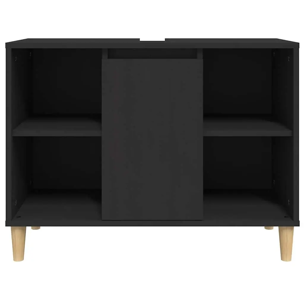 Sink Cabinet Bathroom Vanity Unit Storage Engineered Wood 80x33x60cm Black