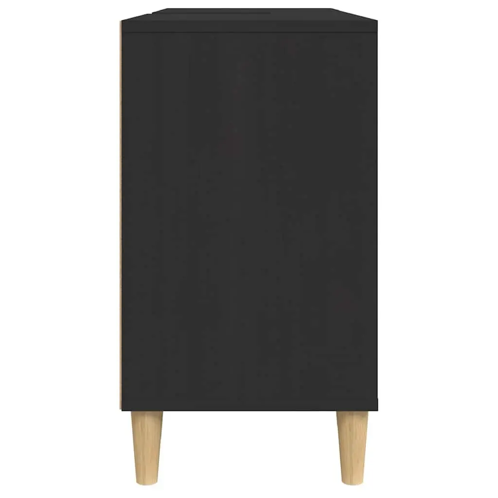 Sink Cabinet Bathroom Vanity Unit Storage Engineered Wood 80x33x60cm Black