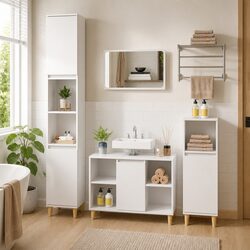 Reliable High Gloss White Vanity Unit for Everyday Use 80x33x60 cm