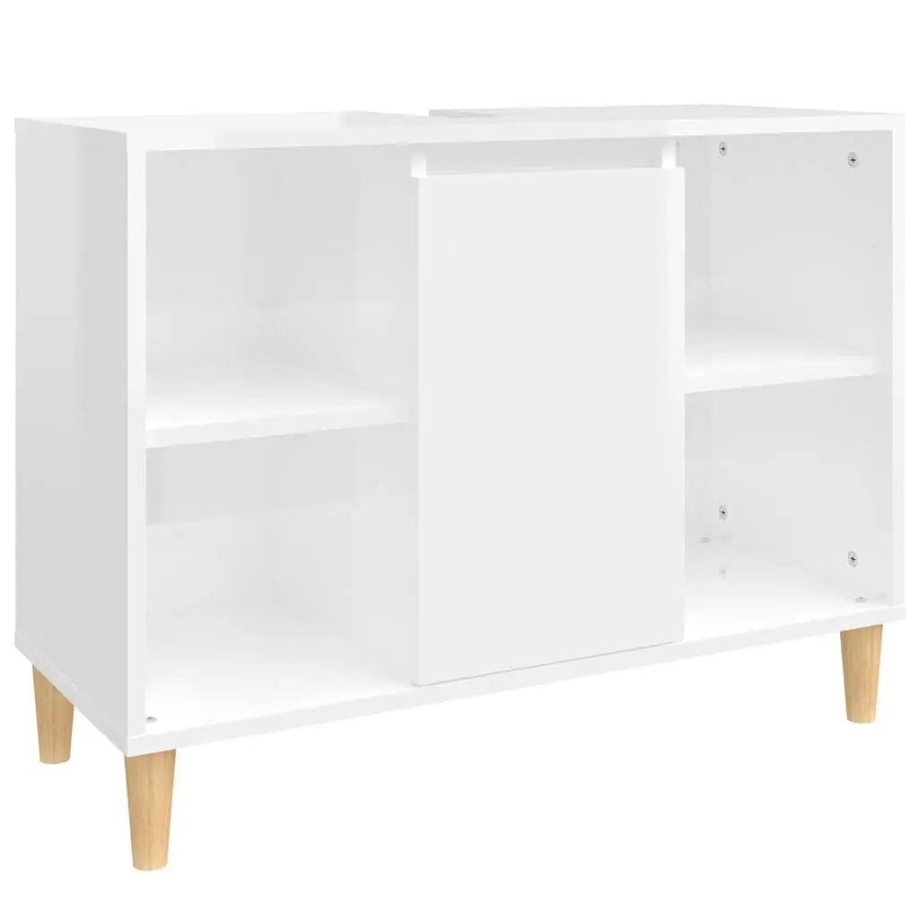 Bathroom Sink Cabinet Storage Vanity Unit 80x33x60 cm High Gloss White