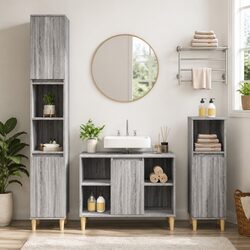 Reliable Bathroom Sink Cabinet Grey Wood 80x33x60cm