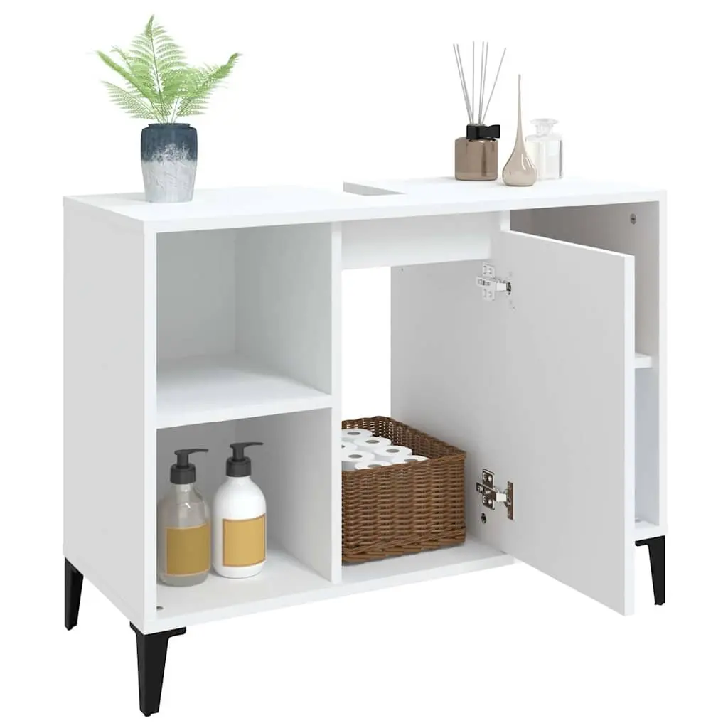 Bathroom Sink Cabinet White Engineered Wood 80x33x60cm Vanity Unit Storage