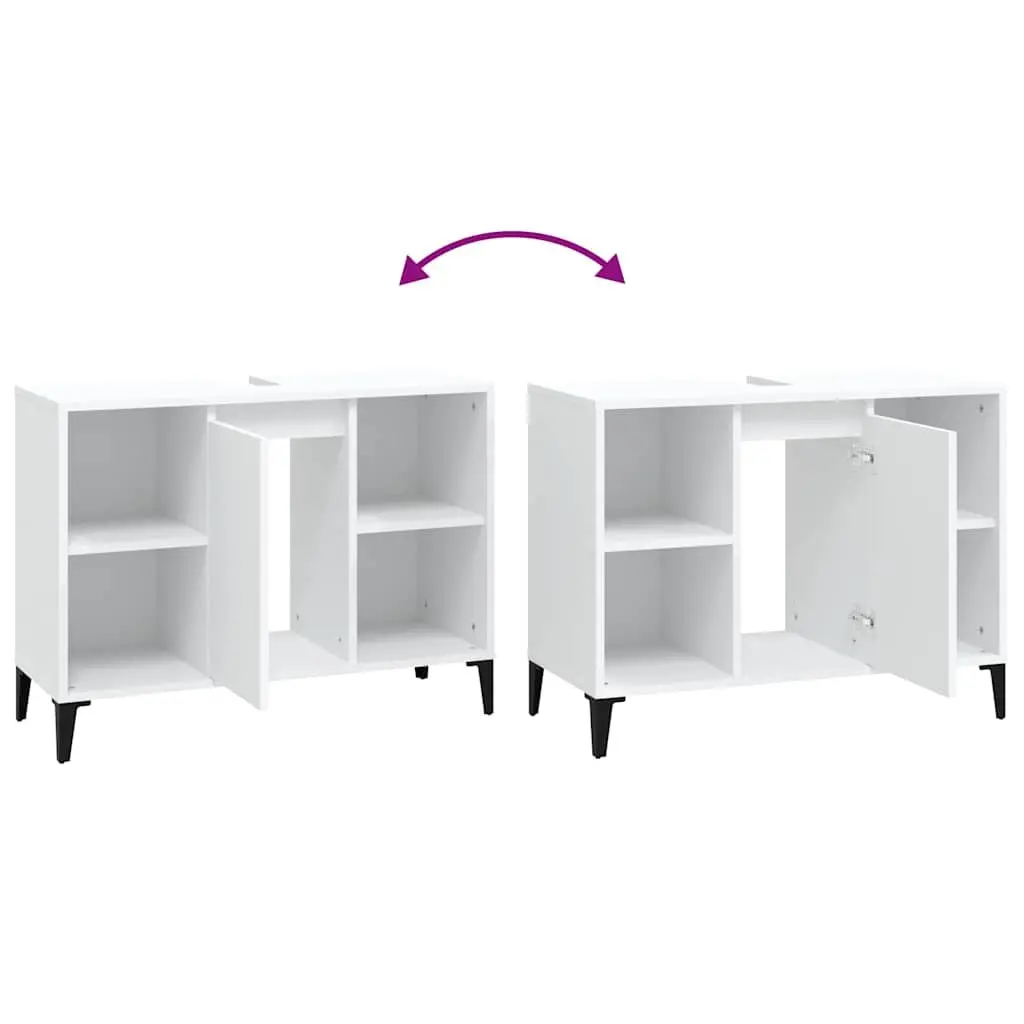 Bathroom Sink Cabinet White Engineered Wood 80x33x60cm Vanity Unit Storage