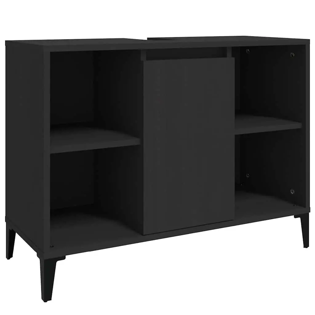 Bathroom Sink Cabinet Storage Engineered Wood 80x33x60cm Black