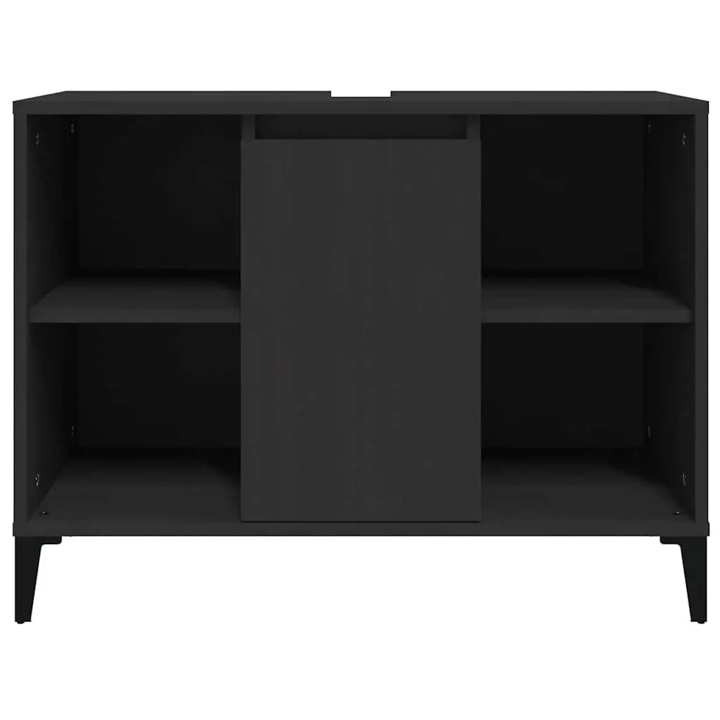 Bathroom Sink Cabinet Storage Engineered Wood 80x33x60cm Black
