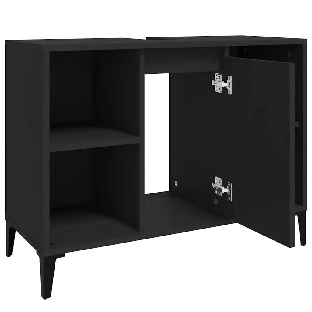 Bathroom Sink Cabinet Storage Engineered Wood 80x33x60cm Black