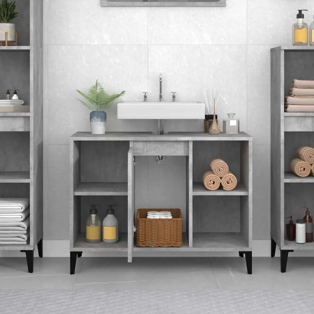 Bathroom Sink Cabinet Storage Grey 80x33x60cm Engineered Wood