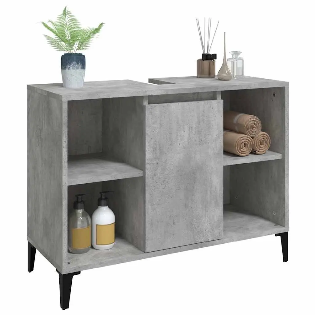 Bathroom Sink Cabinet Storage Grey 80x33x60cm Engineered Wood