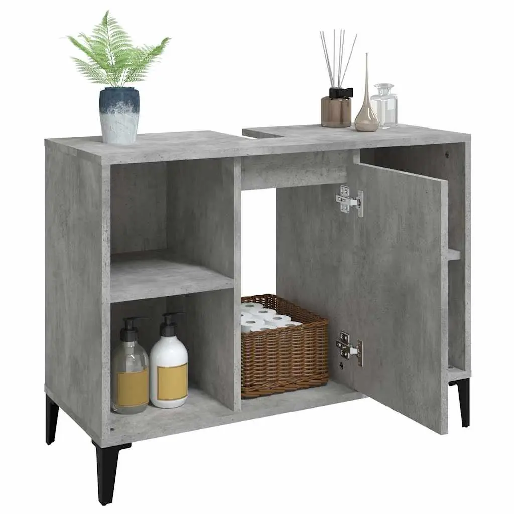 Bathroom Sink Cabinet Storage Grey 80x33x60cm Engineered Wood