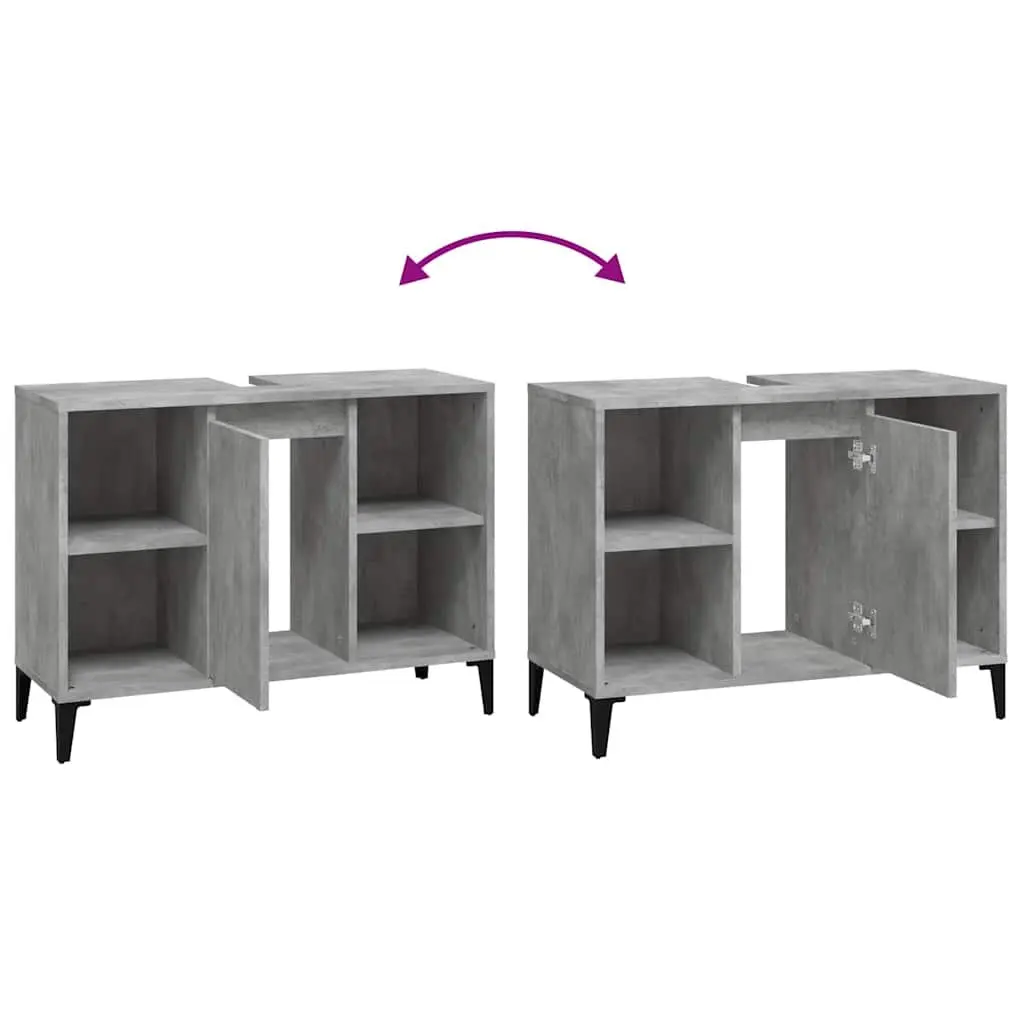 Bathroom Sink Cabinet Storage Grey 80x33x60cm Engineered Wood