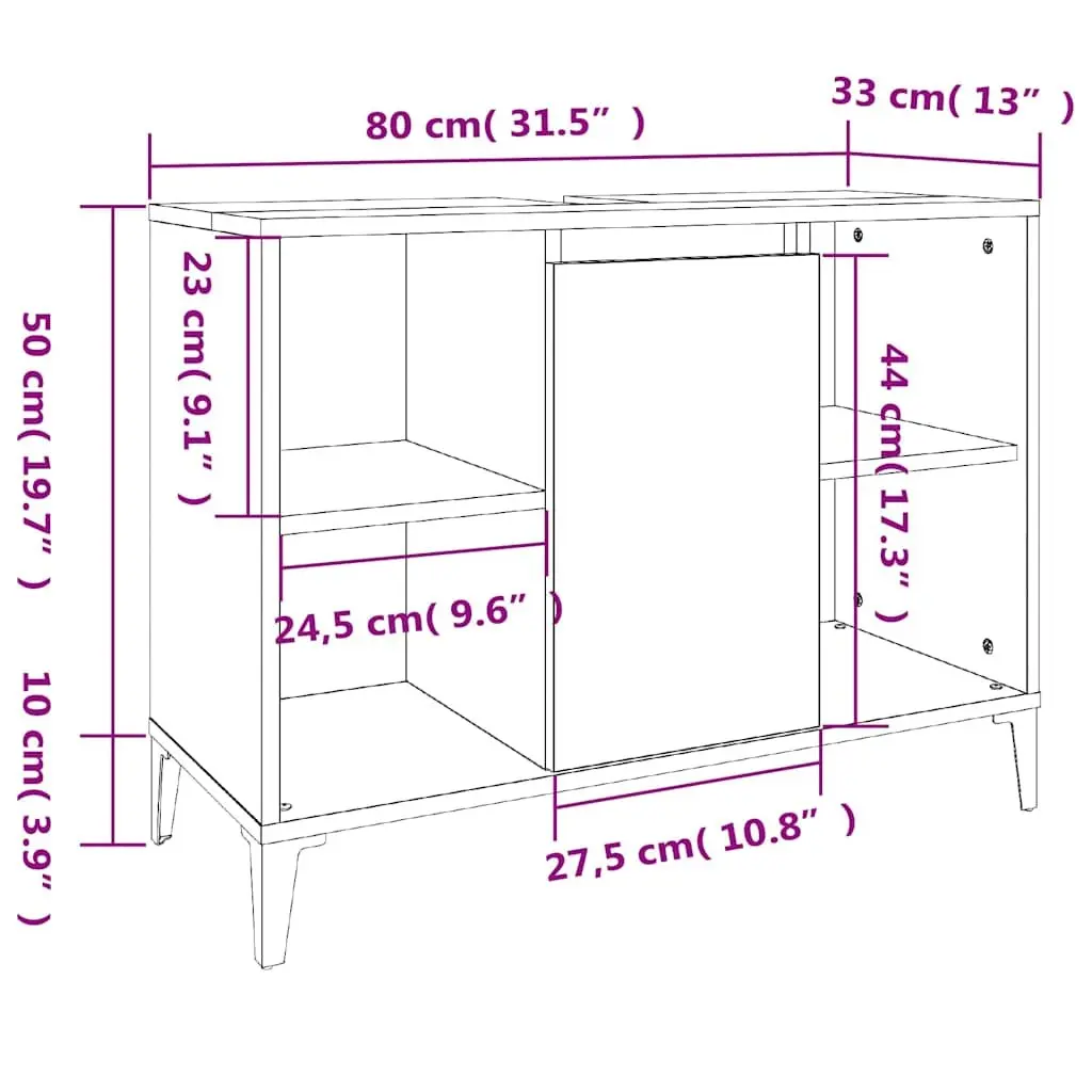 Bathroom Sink Cabinet Storage Engineered Wood 80x33x60 cm Grey