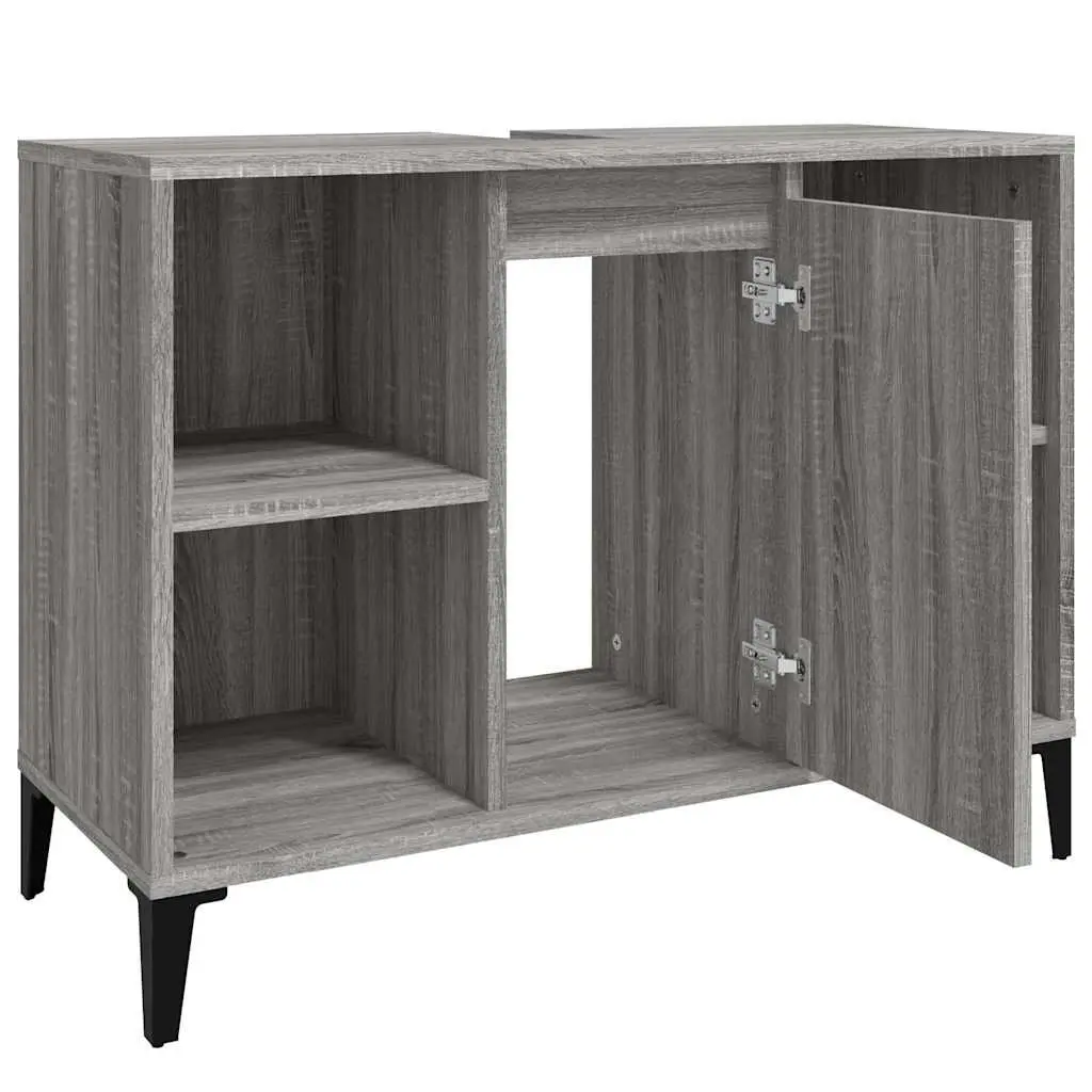 Bathroom Sink Cabinet Storage Engineered Wood 80x33x60 cm Grey