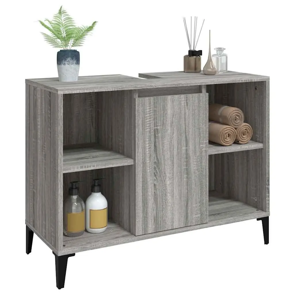 Bathroom Sink Cabinet Storage Engineered Wood 80x33x60 cm Grey