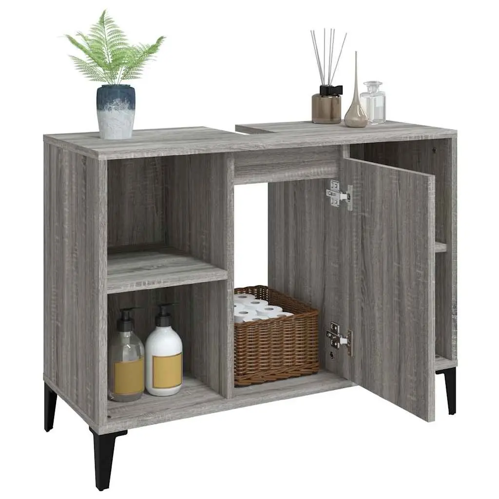 Bathroom Sink Cabinet Storage Engineered Wood 80x33x60 cm Grey