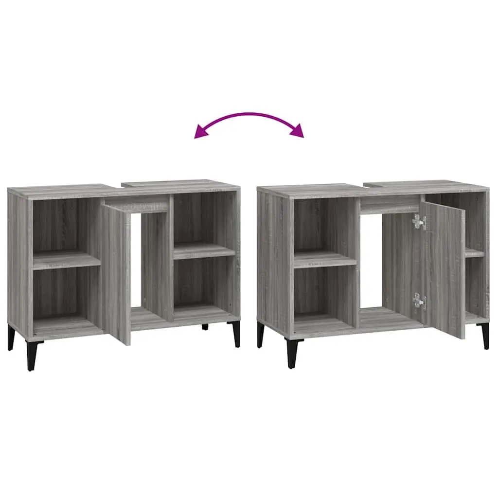 Bathroom Sink Cabinet Storage Engineered Wood 80x33x60 cm Grey