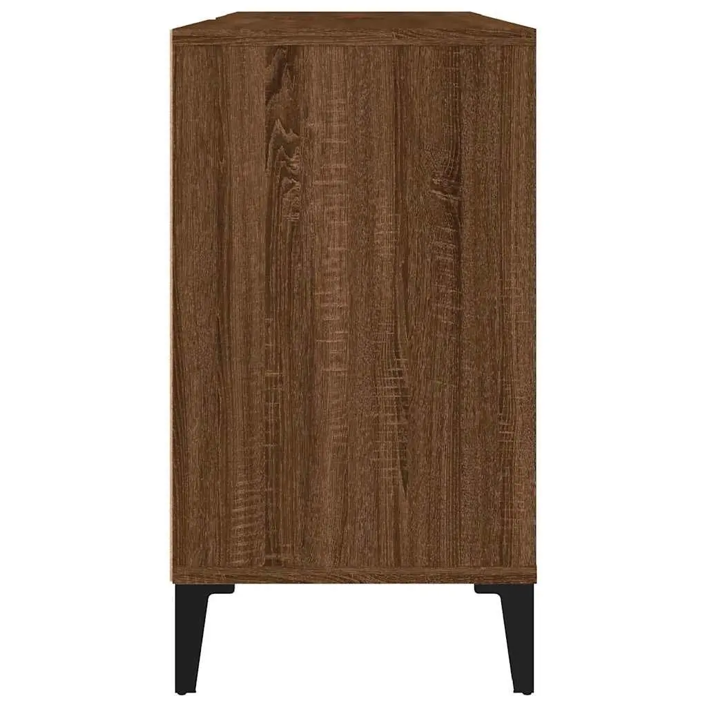 Bathroom Sink Cabinet Storage 80x33x60cm Brown Oak Engineered Wood Vanity Unit