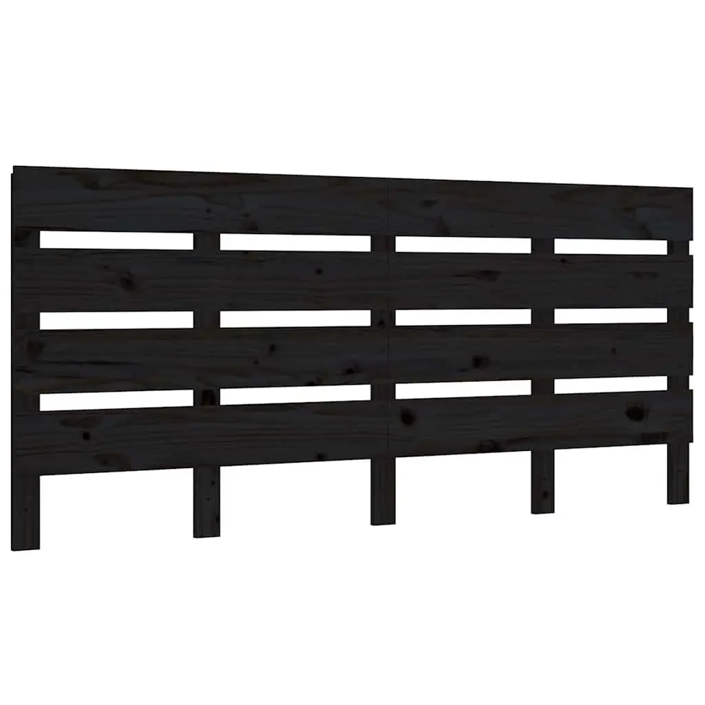 Bed Headboard Black 180cm Solid Pine Wood Slatted Bedroom Furniture Bed Frame