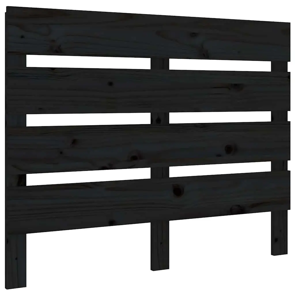 Wooden Bed Headboard 75cm Black Slatted Pine