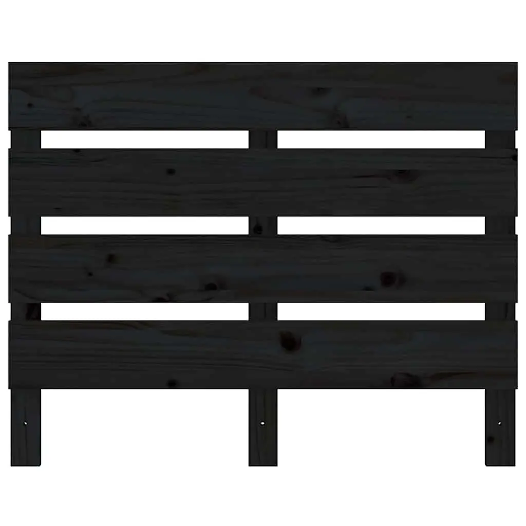 Wooden Bed Headboard 75cm Black Slatted Pine