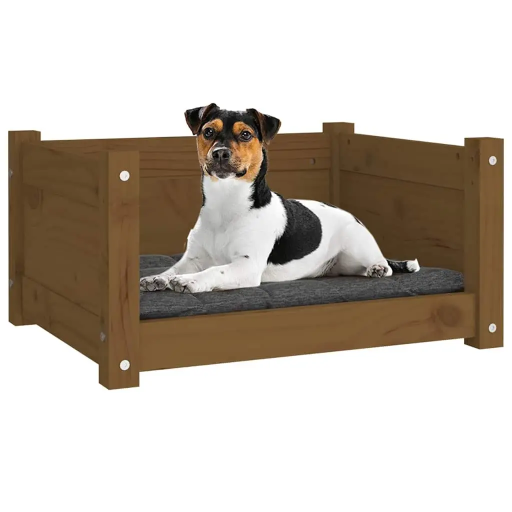 Dog Bed Wooden Rectangular Pet Sleep Nest Brown 55.5 x 45.5 x 28 cm