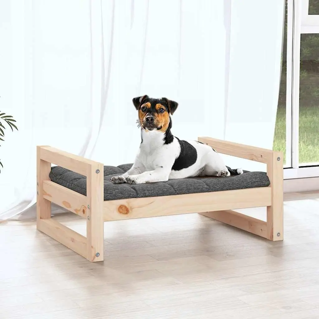 Dog Bed Rectangular Solid Pine Wood Brown