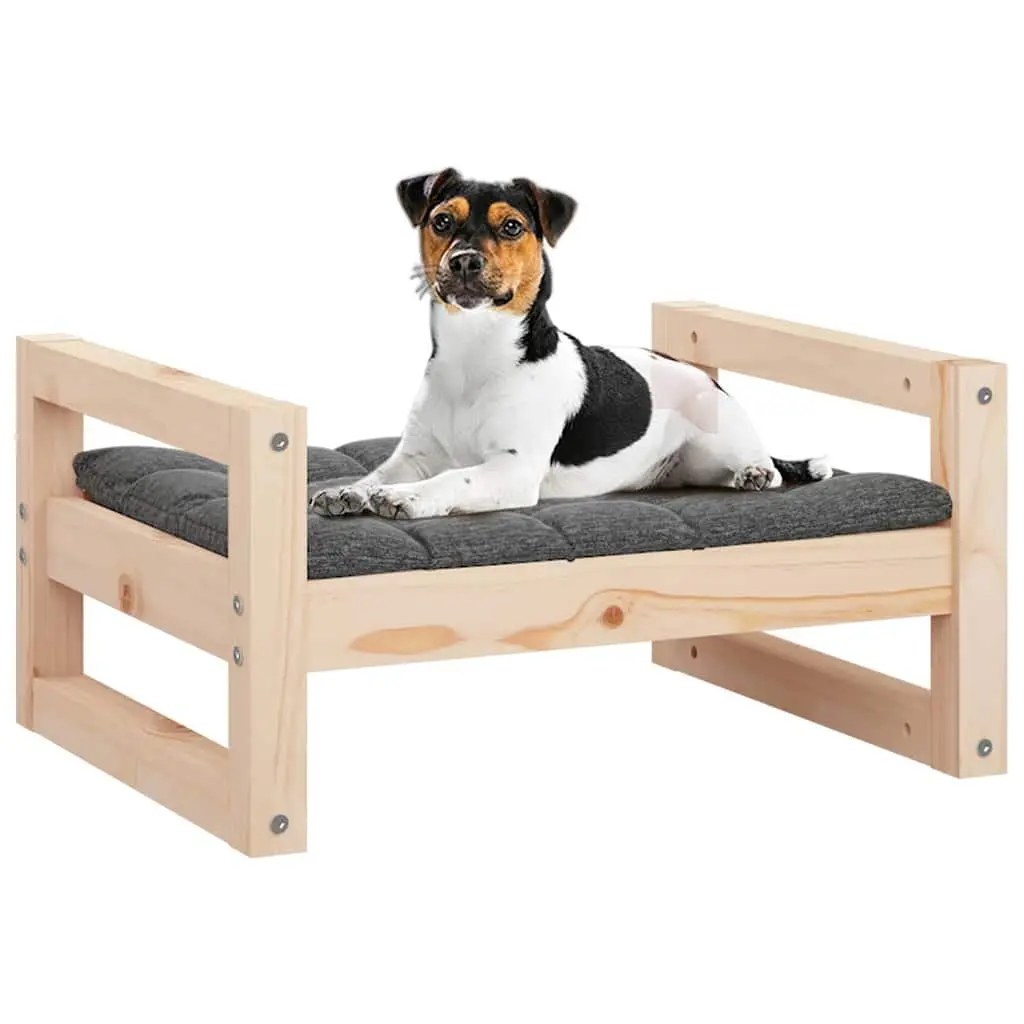 Dog Bed Rectangular Solid Pine Wood Brown