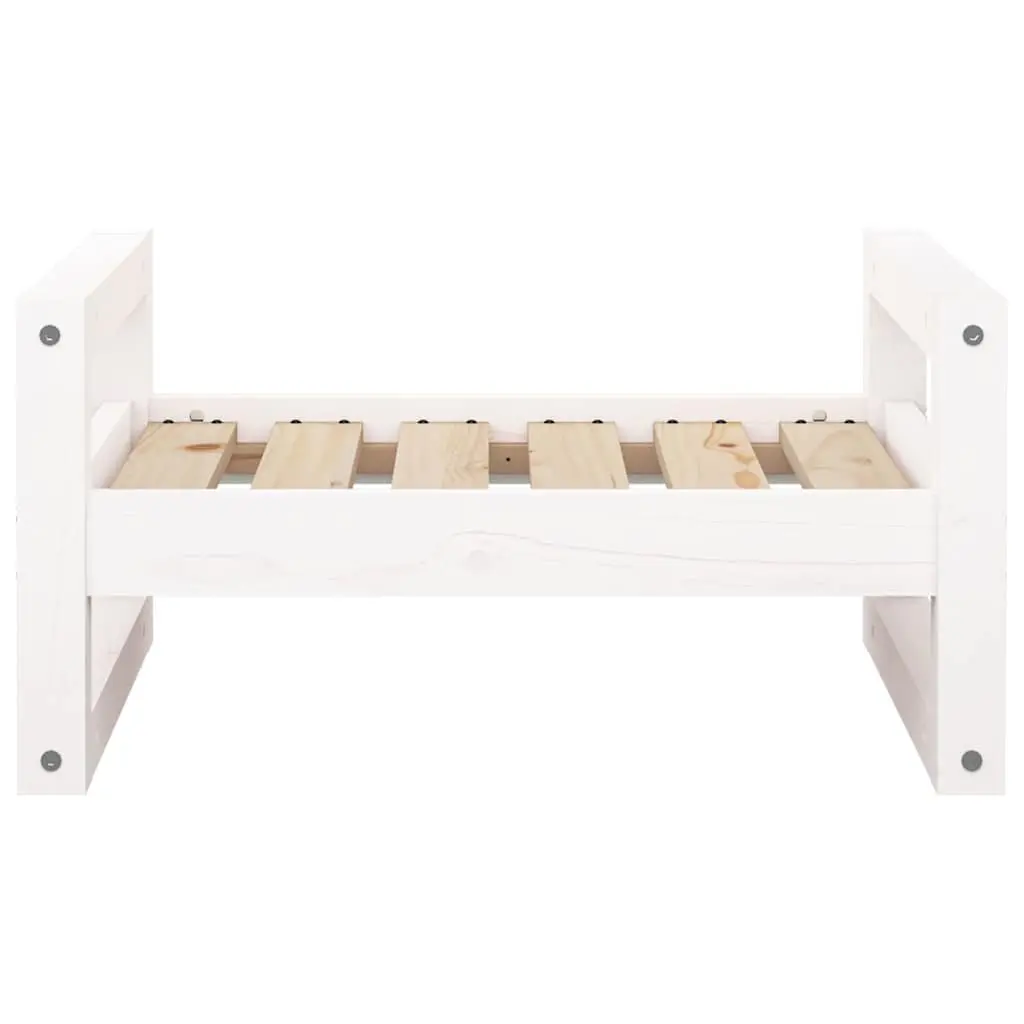 Dog Bed Elevated Rectangular Solid Pine Wood White 55.5 x 45.5 x 28 cm