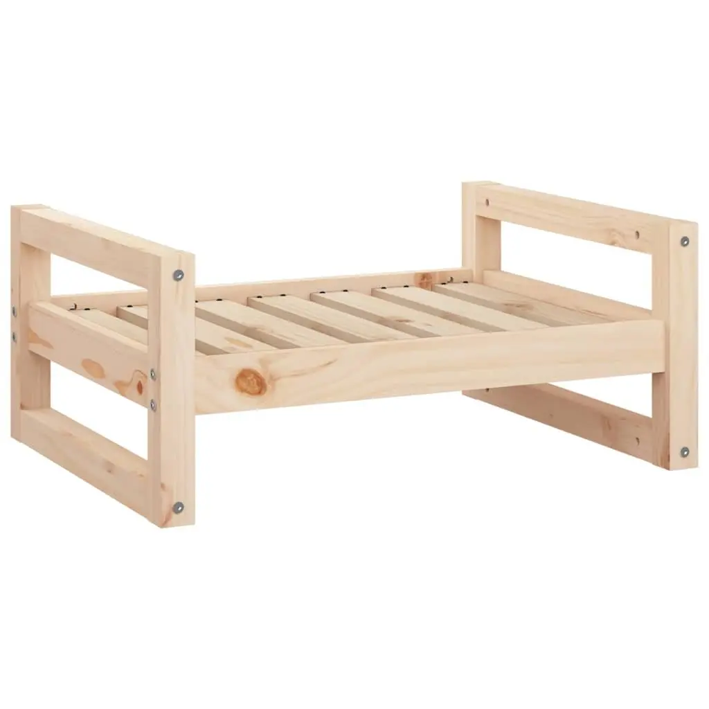 Dog Bed Elevated Rectangular Solid Pine Wood Brown