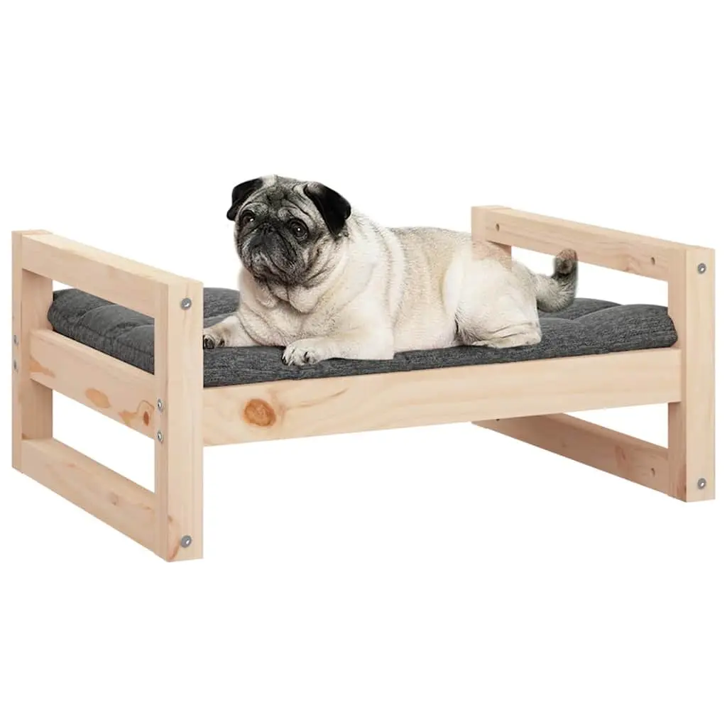 Dog Bed Elevated Rectangular Solid Pine Wood Brown