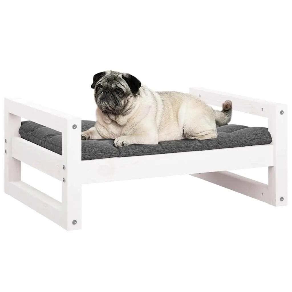 Dog Bed Rectangular Sleeping Cushion 65.5 x 50.5 x 28 cm White Solid Wood Frame
