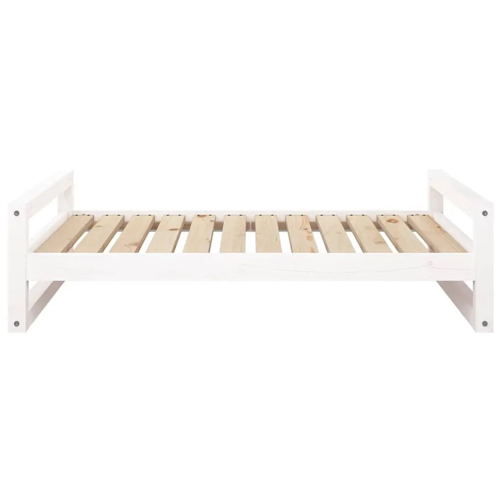 Dog Bed White Rectangular Solid Pine Wood Frame Sturdy Comfortable Pet Sleeping