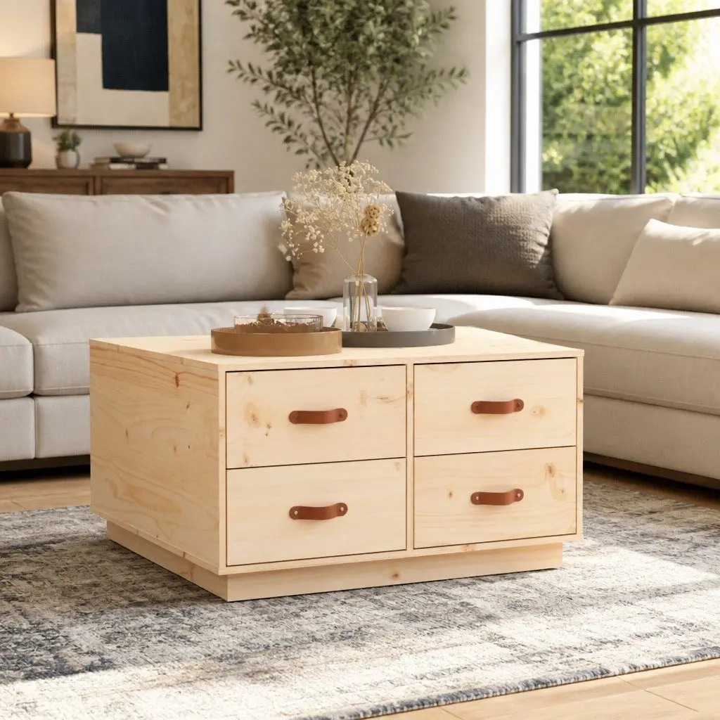 Coffee Table with Storage Drawers in Brown