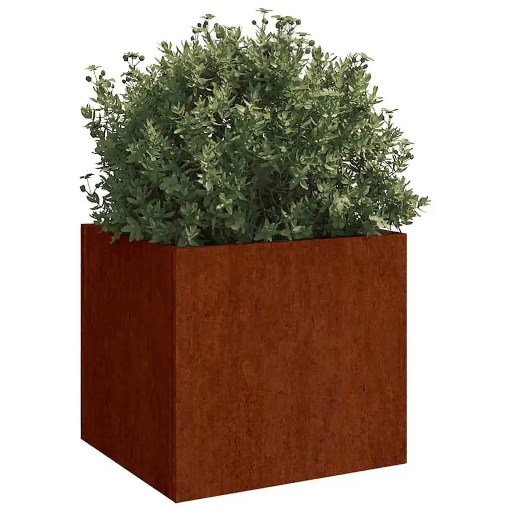 Planters Garden Flower Box 42x40x39 cm Brown Steel Container 2 pcs