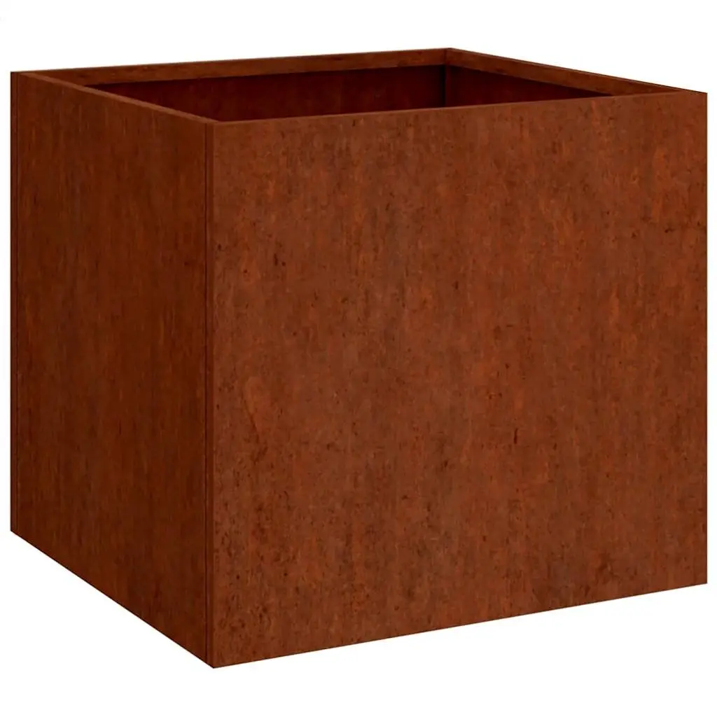 Corten Steel Planter Box Outdoor Decorative Garden Flower Box 49x47x46cm Brown